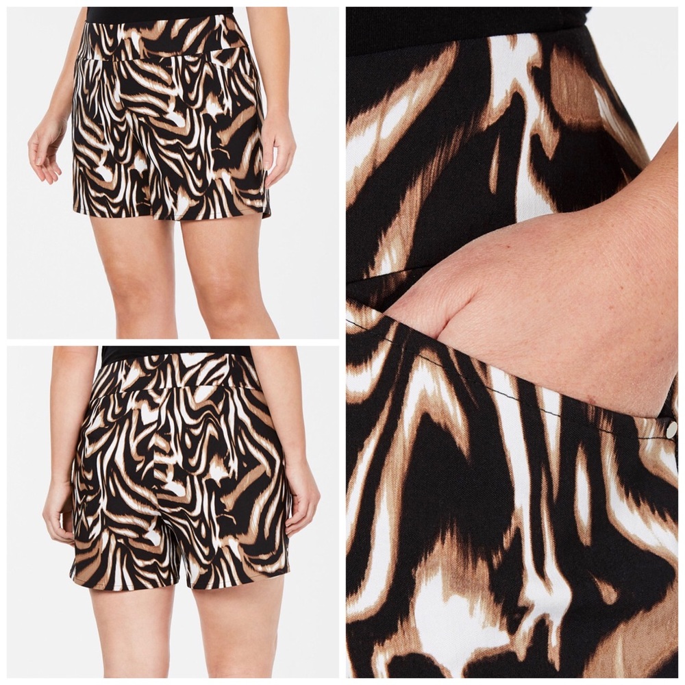 INC Tropical Tiger Pull On Shorts Plus Size
